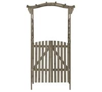 Gris Arche D'extérieure - BKM - Pergola avec portail 116x40x204 cm Gris Bois de sapin massif_0232543