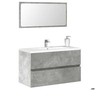 Gris Armoire de bain moderne, SARAZYJ, COLONNE WC, avec miroir gris béton bois d'ingénierie E2740