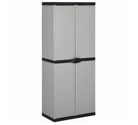 Gris Armoire de rangement de jardin 3 étagères Gris/noir 68x40x168cm - Meuble Rangement LV30694