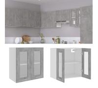 (Gris) Armoire en verre suspendue,Buffet mural - Espace rangement optimal, ""Lyon"" Gris béton bois ingénierie 958369