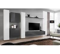 Gris Armoire murale Salon Étagère murale Design Armoire murale Moderne Aménagement