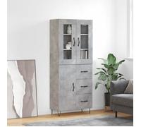 Gris Buffet haut/Cabinet de rangement - CLOUD - Highboard/Commode haute/Vaisselier - Gris béton 69,5x34x180cm - Bois d'ingén9825