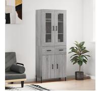 Gris Buffet haut/Cabinet de rangement - CLOUD - Highboard/Commode haute/Vaisselier - Sonoma gris 69,5x34x180cm - Bois d'ingé4480