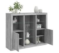 Gris Buffets avec lumières LED - Vitrine bahut - armoire console buffet de rangement 3 pcs Sonoma gris - Bois d'ingénierie 6290922
