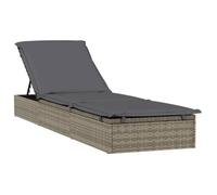 Gris Chaise longue - Bain de Soleil - Pour Vacances - 1 pc avec coussin gris 201x55x62cm résine tressée - Hauteur: 20/23/36/50/62