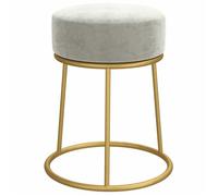 Gris Chaise pliante LEMON Tabouret rond Gris clair Velours Pour maison/bureau_16781