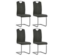 Gris Chaises à manger cantilever - lot de 4 - 4 personnes - gris similicuir - Siège de Cuisine（1parcel）54008