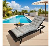 (gris clair) Coussin pour chaise longue 180x50x10cm, Coussin pour chaise longue de jardin étanche, Coussin pour chaise longue d'extérieur avec bandes de fixation, Coussin pour chaise de pont, Coussins