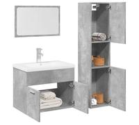 (Gris)Colonne de rangement contemporain - SIGNOR - Ensemble de meubles de salle de bain 4 pcs gris béton 876806