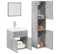 (Gris)Colonne de rangement contemporain - SIGNOR - Ensemble de meubles de salle de bain 4 pcs gris béton 866726