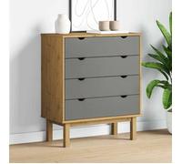 Gris Commode Armoire de chambre - CLOUD - Buffet bas - OTTA Marron et gris 76,5x39,5x90cm - Bois de pin massif LH99523773