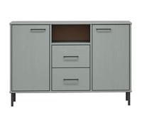 Gris Commode Salon, CHIC Buffet bas/Cabinet, 1 PC, avec pieds en métal Gris 113x40x77 cm Bois massif OSLO N12642