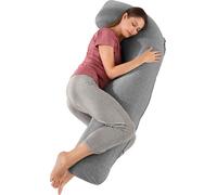 (gris foncé) Coussin de grossesse en forme de J pour dormeur latéral Coussin pour le corps de la mère Soutien de la tête et du cou pour le ventre 65 x 125 cm