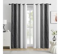 Gris foncé dégradés, vagues et pois, H 213 cm, à œillets 2 rideaux | Dégradé gris foncé et blanc, obscurcissant 85-90 %, à œillets pour chambre garçon, salon, bureau et chambre enfant