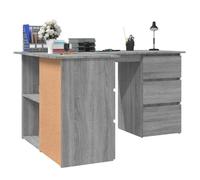 Gris MEUBLE INFORMATIQUE (1 Personne）- Capacité 60 kg - Bureau d'angle POUR maison - Sonoma gris 145x100x76cm - Bois d'ingénierie 25