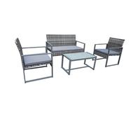 Gris resine tressee 4 pieces Ensembles canapes. fauteuils et tables de jardin 61 x 58 x 75 4 personnes