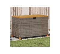 vidaXL Coffre de jardin gris 110x55x63 cm Poly rotin acacia
