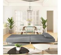 Gris SOFA Convertible - PHSH - Canapé-lit - à 2 places - 2 personnes - avec deux oreillers - gris clair tissu C806