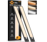 Gritin Lampe de Placard LED 37.5CM Super Lumineuse Cuisine Reglette 4 Modes | Lumière LED Sans Fil Sous Meuble Rechargeable,3Couleurs&5 Luminosités,Détecteur de Mouvement,Lampe d'Armoire-2 Pcs,Noir
