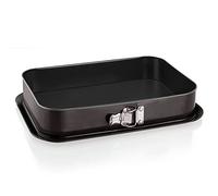 Moule à charnière rectangulaire 35 x 24 cm – Grand moule à gâteau rectangulaire, antiadhésif, avec système anti-fuite, moule à gâteau haut, noir