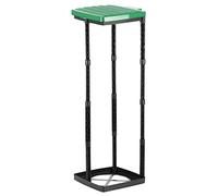 Grizzly Porte-sac, 1x porte sac poubelle avec couvercle vert, système enfichable réglable en hauteur avec anneau de serrage, pour sacs poubelles de différentes tailles de 25-120 litres