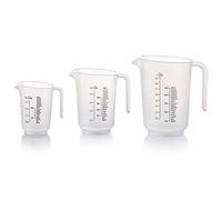 Grizzly Set de verre doseur cuisine, verre mesureur avec 1x 1000ml, 1x 500ml et 1x 250ml, résistants à la chaleur, lavables au lave-vaisselle, verre doseur plastique pour liquides et poudres
