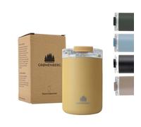 Groenenberg Mug isotherme 350 ou 473 ml | Thermos café 100% anti-fuite | Garde au chaud pendant au moins 4h | Tasse isotherme en acier inox recyclé (Mustard, 350 ml)
