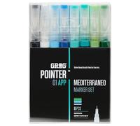 Grog Pointer 01 APP Mediterraneo Marker Set, Pointe Extra Fine 0,7 mm, Lot de 8 pièces