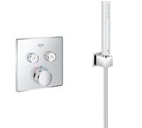 Grohe 29124000 Grohtherm Smartcontrol Thermostatique pour Installation Encastrée 2 Sorties, Chrome & 27703000 Set de Douche 1 Jet Euphoria Cube Stick, Argent (Import Allemagne)