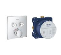 Grohe 29124000 Grohtherm Smartcontrol Thermostatique pour Installation Encastrée 2 Sorties, Chrome & 35600000 Rapido Smartbox Corps Encastré Universel 1/2, Bleu
