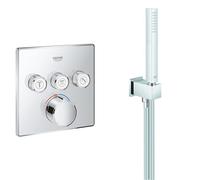 Grohe 29149000 Smartcontrol Mitigeur Encastrés 3 Sorties, Chrome & Euphoria Cube Stick Ensemble de Douche, Economie d'Eau, Chromé, 26405000