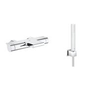 GROHE - 34174001 - Mitigeur Bain/Douche Thermostatique Grohtherm - 2000 - (Import Allemagne) & 27703000 Set de Douche 1 Jet Euphoria Cube Stick, Argent (Import Allemagne)