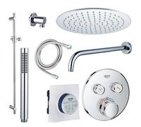 Grohe - Adema Rise ensemble de douche pluie - douche de tête Ø 20 cm - bras mural courbé 20 cm - douchette bâton - 2 fonctions - chrome sw105953 SW104917 SW696254 SW496810 SW767373 SW76