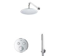 Grohe - Adema Rise ensemble de douche pluie - douche de tête Ø 20 cm - bras mural courbé 20 cm - douchette bâton - chrome sw105953 SW104917 SW720559 SW696254 SW542643 SW496