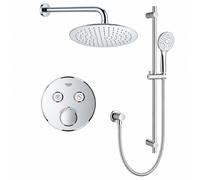 Grohe - Adema Rise ensemble de douche pluie - douche de tête Ø 20 cm - bras mural courbé 20 cm - douchette ronde - 2 fonctions - chrome sw105953 SW104917 SW696254 SW496814 SW767373 SW76
