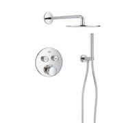 Grohe - Adema Rise ensemble de douche pluie - douche de tête 25 cm - bras mural courbé 38 cm - sans douchette - chrome SW1244351/SW104917/SW105953