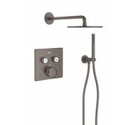 Grohe - Adema Rise ensemble de douche pluie - douche de tête 25 cm - bras mural courbé 38 cm - support fixe - graphite dur brossé SW439127/SW1472907/SW105953