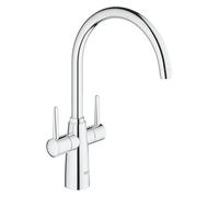 GROHE Ambi, mitigeur de cuisine avec bec haut, mélangeur deux poignées | Robinet de cuisine, bec haut pour grandes casseroles, fixation rapide GROHE QuickMount, montage facile (chrome, 30189000)