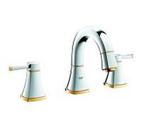 Grohe avec garniture de vidage , raccord à 3 trous Grandera 20417IG0 chromé or, avec garniture de vidage , bec 184 mm