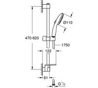 GROHE Barre de douche Tempesta 110 276003 600mm 3 jets WS chromé