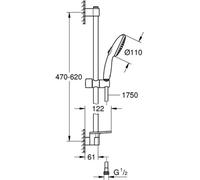 GROHE Barre de douche Tempesta 110 279263 600mm 2 jets tablette chrome