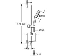 GROHE Barre de douche Tempesta Cube 110 279283 600mm 2 jets tablette chrome