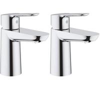 GROHE BauEdge | Robinet de salle de bain - batterie de lavabo monocommande, taille S | avec cartouche en céramique | chromé | 23330000 (Lot de 2)