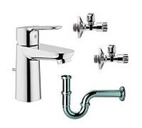 Grohe BauEdge Waschtischarmatur Set mit Geruchserschluss und Eckventilen