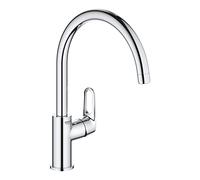 GROHE BauFlow, mitigeur de cuisine avec bec haut, orientable à 360° | Robinet de cuisine, remplissage facile des grandes casseroles, rotation douce sans heurt, montage facile (chrome, 31538001)