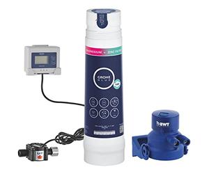 GROHE Blue 40875000 Filtre à eau sous évier - Kit de démarrage en magnésium et zinc (tête de filtre, débitmètre pour mesure de la durée de vie du filtre, capacité 400 L), pour robinet de cuisine Blue