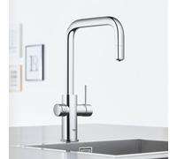 Grohe Blue Home Mitigeur monocommande de cuisine 31543000 chrome, kit de démarrage bec en U, bec mousseur extractible