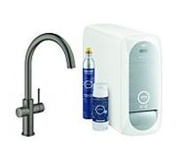 Grohe Blue Home mitigeur d'évier 31455AL1 graphite dur brossé, kit de démarrage bec C