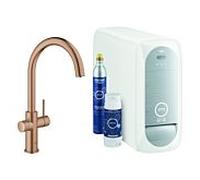 Grohe Blue Home mitigeur d'évier 31455DL1 warm sunset brossé, kit de démarrage bec C