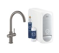 Grohe Blue Home - Mitigeur d'évier avec unité réfrigérante et filtration, Hard Graphite brossé 31455AL1